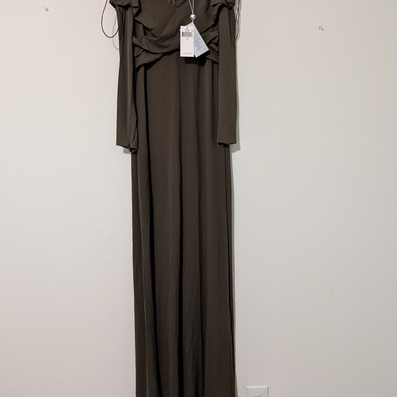 Ralph Lauren Green Long Sleeve Off-Shoulder Gown